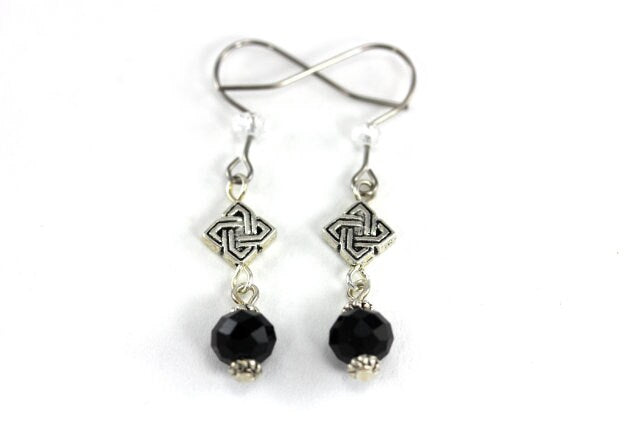 Black Dangle Earrings, Celtic Earrings, Celtic Knot Earrings, Gothic Earrings, Victorian Earrings, Gothic Glam Earrings, Celtic Jewelry