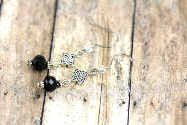 Black Dangle Earrings, Celtic Earrings, Celtic Knot Earrings, Gothic Earrings, Victorian Earrings, Gothic Glam Earrings, Celtic Jewelry