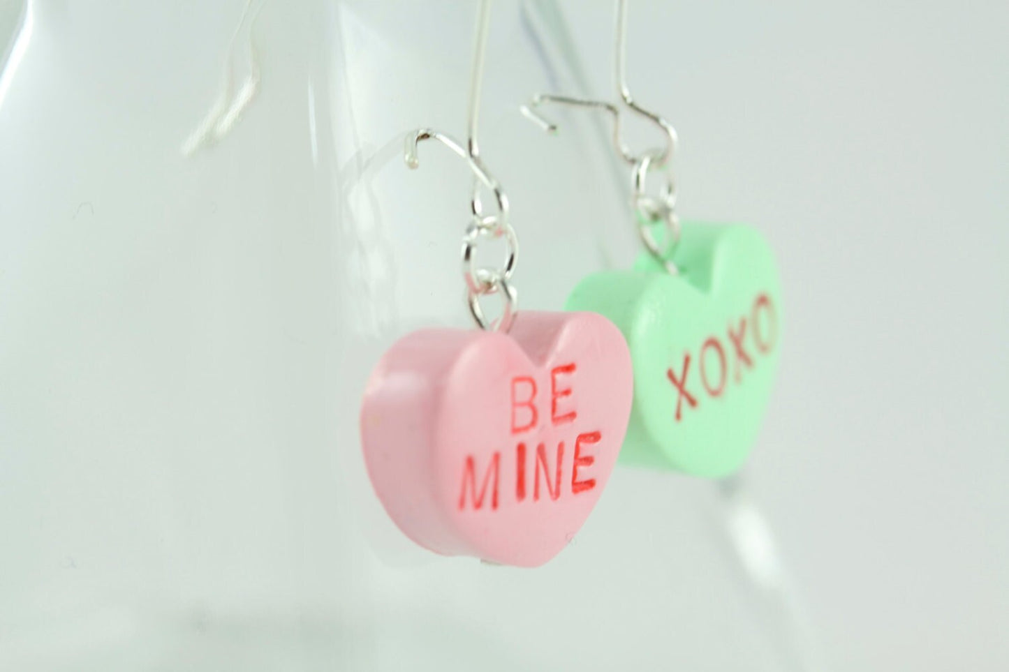 Conversation Heart Earrings, Be Mine XOXO, Candy Heart Earrings, Sweetheart Earrings, Valentine Love Heart Earrings, Candy heart jewelry