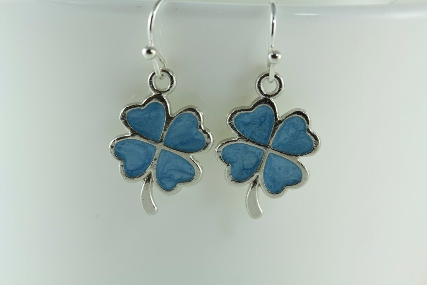 Four Leaf Clover Earrings, Luck O' The Irish, Turquoise and Silver, Shamrock, Lucky Charms, Minimalist Jewelry, St. Patricks Day Jewelry