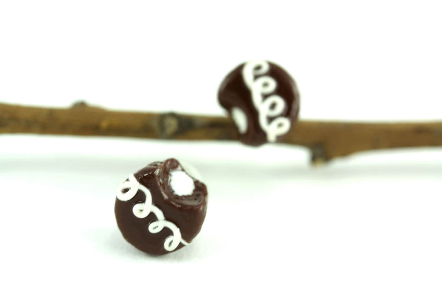 Chocolate Hostess Cupcake Earrings, Tiny Stud Post Miniature Mini Fun Food Gift Dollhouse Dessert Sweet Treats Snacks Novelty Quirky Jewelry