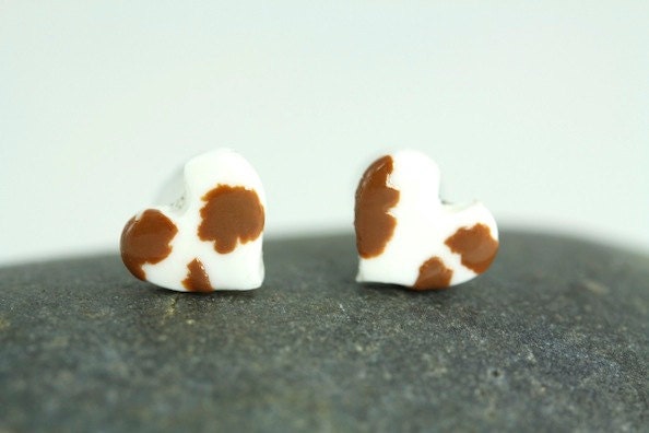 Cow Print Earrings Farm Animal Tiny Spots Milk Chocolate Country Western Holstein Guernsey Ayrshire Swiss Jersey Dairy Cowgirl Cattle Bovine